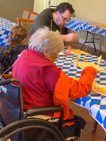 Senior Care participants working on Broken Wings project