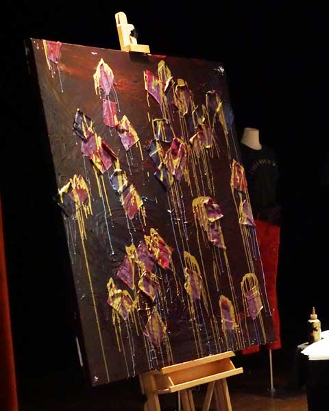 Pamela's painting on easel