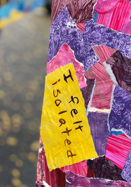 Detail of one of pamela's sponge paintings for Yellow Ribbon mosaic